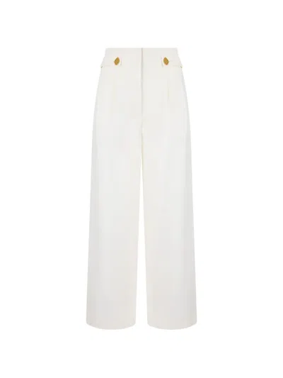 Moschino Button-detail Wide-leg Tailored Trousers In White