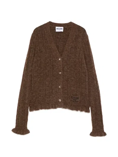 Moschino Buttoned Cardigan In Brown