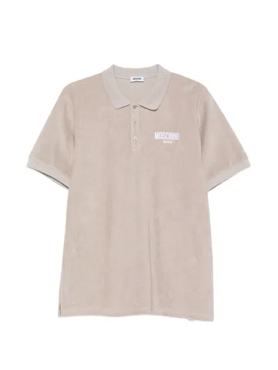 Moschino Short Sleeve Polo Shirt Straight Hem In Neutral
