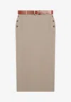 Moschino Wool Twill Skirt Tailored Twist In Neutral