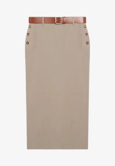 MOSCHINO BUTTONED WOOL MIDI SKIRT