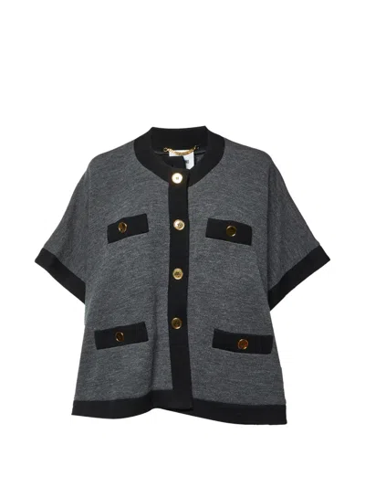 Pre-owned Moschino Button-front Cape Cardigan In Gray