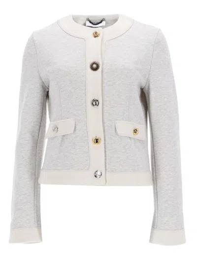 Moschino Button-front Cotton Cardigan In Gray
