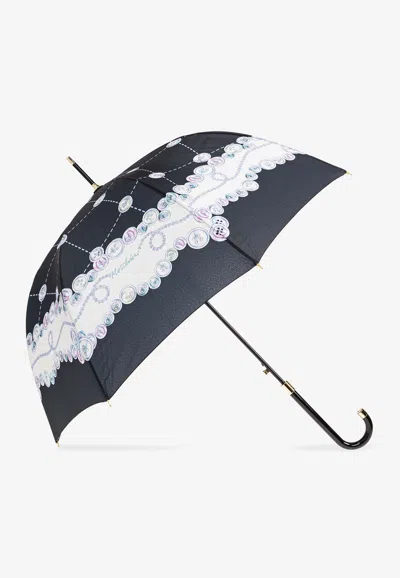 Moschino Buttons Print Umbrella In Black