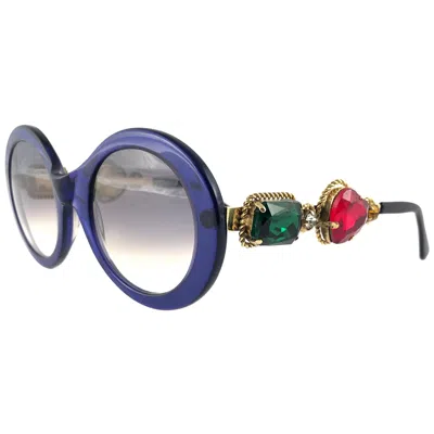Pre-owned Moschino By Persol M253 Vintage Blue Jewelled Lady Gaga Sunglasses, 1990
