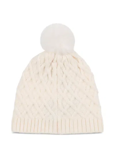 Moschino Babies' Cable-knit Beanie In Neutral