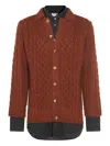 Moschino Collared Cable Knit Textured Crewneck Sweater In Brown