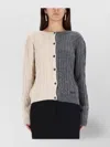 Moschino Cable Knit Color Block Long Sleeve Sweater In Gray