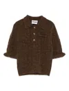Moschino Cable-knit Logo-patch Sweaters In Brown