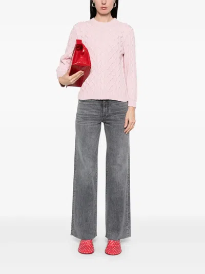 Moschino Cable-knit Sweater In Pink