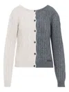 Moschino Bicolor Cable Knit Cardigan In Gray