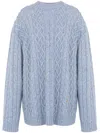 Moschino Cable Knit Virgin Wool Jumper In Blue