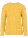 Moschino Cable Knit Virgin Wool Jumper In Yellow