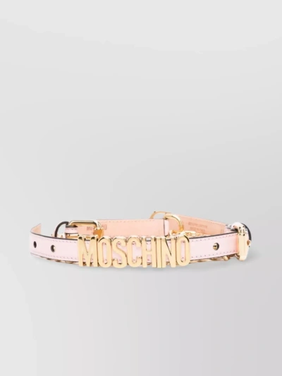 Moschino Calf Leather Belt With Chain Detailing In Pink