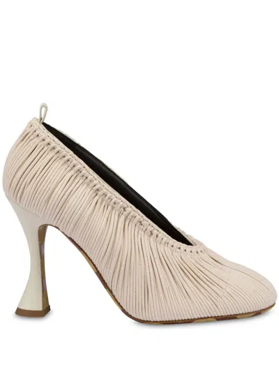 Moschino Calf Leather Pumps In Neutral