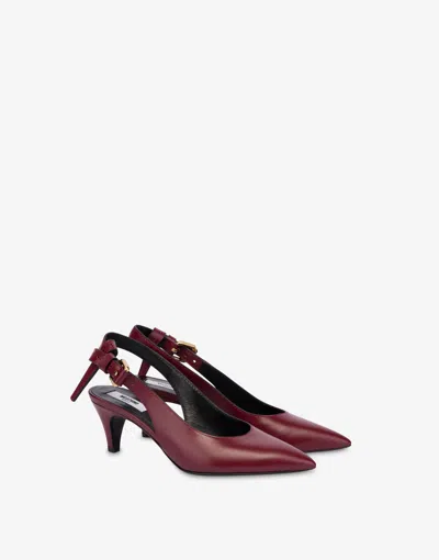 Moschino Calf Leather Slingback In Red