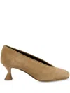 Moschino 70 Sculpted-heel Suede Pumps In Neutrals