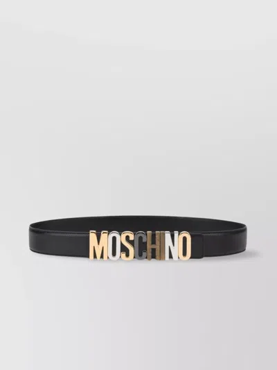 MOSCHINO CALFSKIN ADJUSTABLE BELT MULTI-TONE BUCKLE