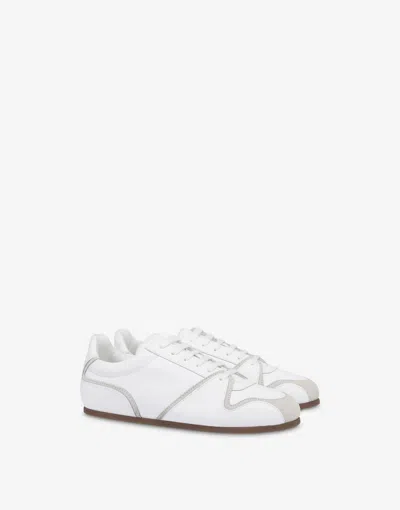 MOSCHINO CALFSKIN AND SUEDE TRAINERS