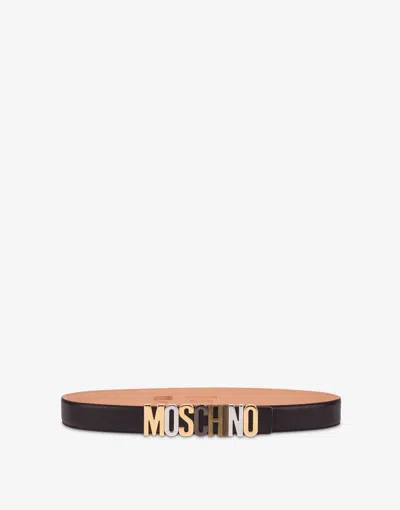 Moschino Calfskin Belt In Black