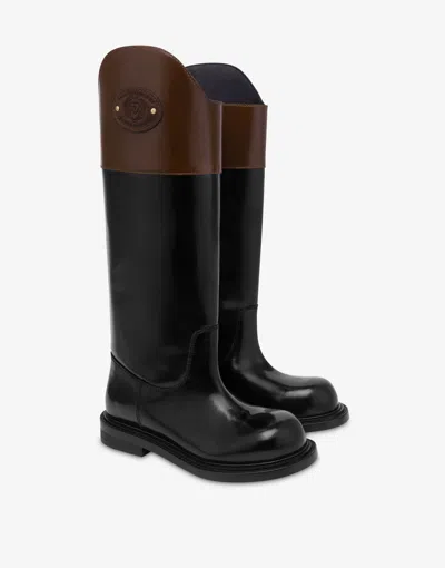 Moschino Calfskin Boots In Black