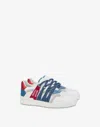 Moschino Calfskin, Mesh And Split Leather Streetball Sneakers In White
