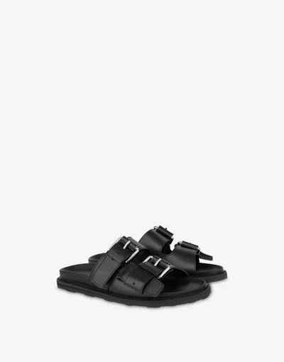 Moschino Calfskin Sandals In Black