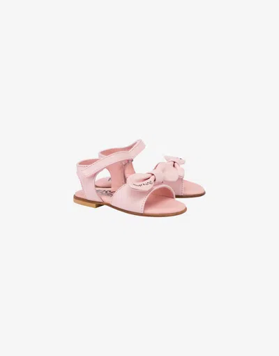 Moschino Calfskin Sandals With Bow In Pink