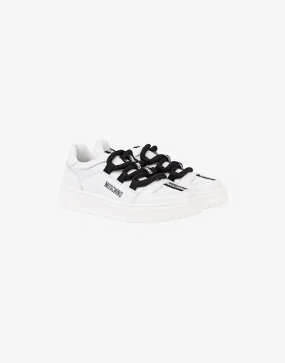 Moschino Calfskin Sneakers With Maxi Laces In Multi