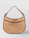 Moschino Camel Leather Shoulder Bag In Neutrals