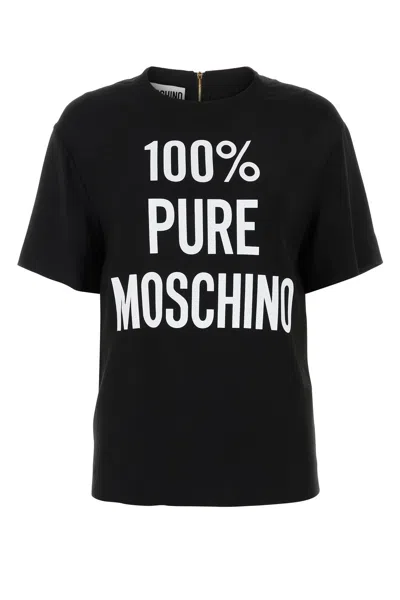 Moschino Printed Crew-neck Short Sleeve T-shirt In Black