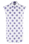 Moschino Sleeveless Cotton Poplin Shirt With Polka Dot Pattern In Fantasia Bianco