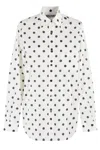 Moschino Ivory Cotton Voile Shirt With Polka Dot Pattern In Fantasia Bianco