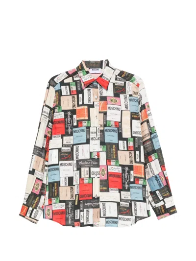 Moschino Long-sleeved Button-up Shirt With Eclectic Print In Animal Print