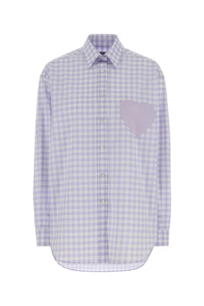 Moschino Embroidered Poplin Oversize Shirt In Blue