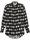 Moschino Camicia Stampa All Over Optical Su Raso Opaco Di Seta