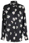 Moschino All-over Daisy Print Silk Twill Shirt In Fantasia Nero