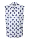 Moschino Sleeveless Cotton Poplin Shirt With Polka Dot Pattern In Blue