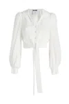 Moschino Cropped Tied-hem Silk Blouse In A0001