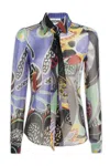 Moschino Abstract Print Silk Blouse In J1555