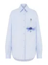 Moschino Printed Pocket Shirt With Button In Blue