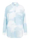 Moschino Blue Silk Long-sleeved Shirt In Multi
