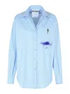 Moschino Multicolor Artistic Splash Long Sleeve Shirt In Light Blue