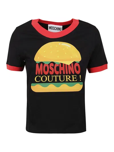 Moschino Hamburger Print T-shirt In Negro