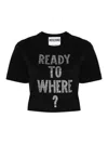 Moschino Verziertes Cropped-t-shirt In Negro