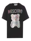 Moschino Teddy Print Logo T-shirt In Black
