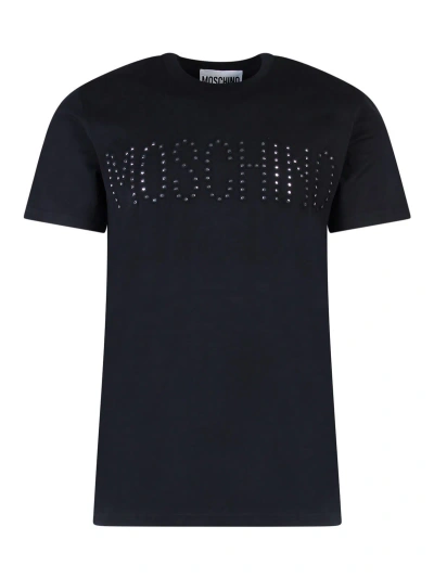 Moschino Cotton T-shirt With Frontal Logo In Black