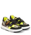 Moschino Camouflage Leather Sneakers In Green