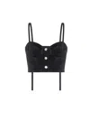 Moschino Button-front Denim Crop Top In Black