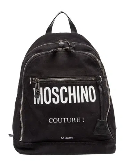 Pre-owned Moschino Canvas Backpack In Black